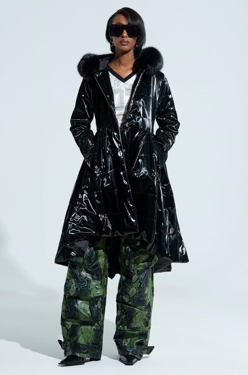 MIDTOWN LIQUID VELVET PEPLUM COAT Product Image