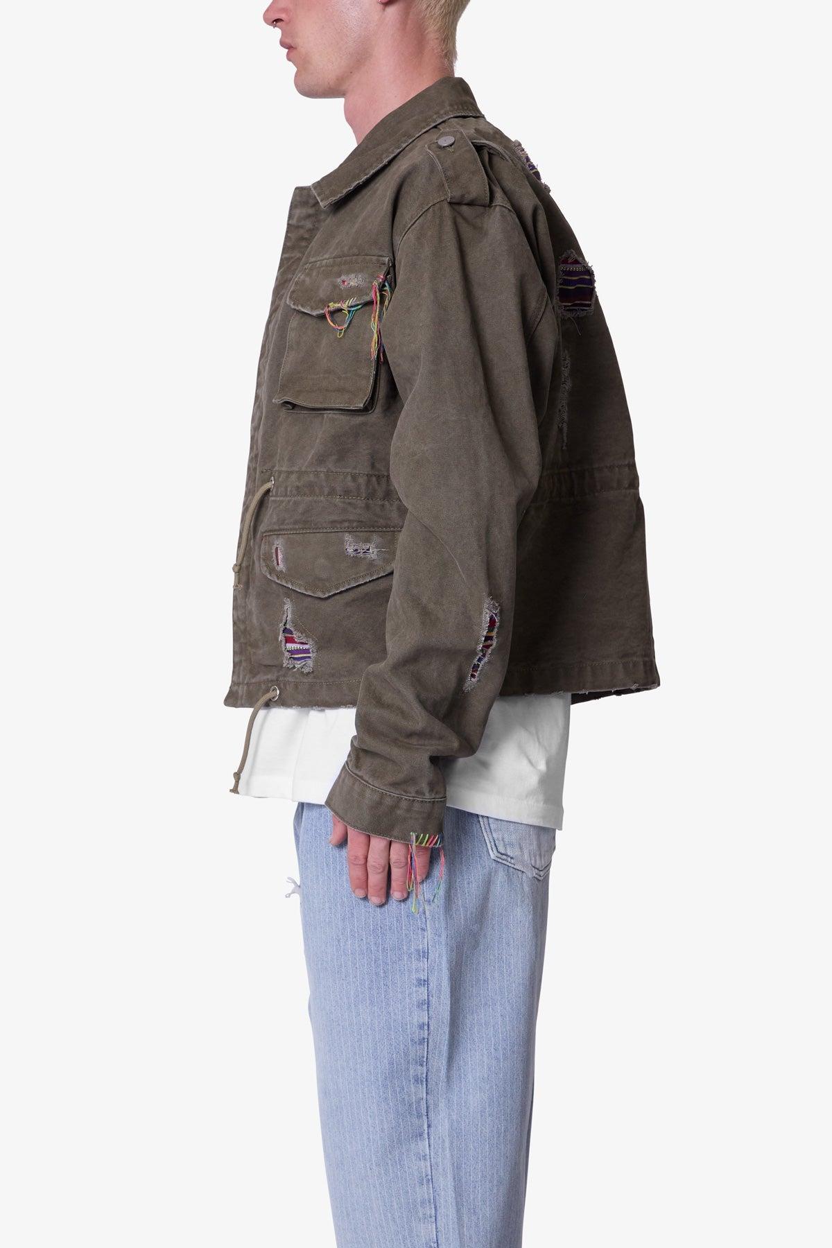 Dissolved Tribal Cargo Jacket - Washed Olive Product Image