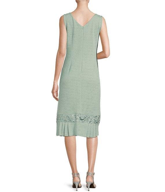 Le Bos 3/4 Sleeve Round Neck Embroidered Flounce Hem 2-Piece Jacket Dress Product Image