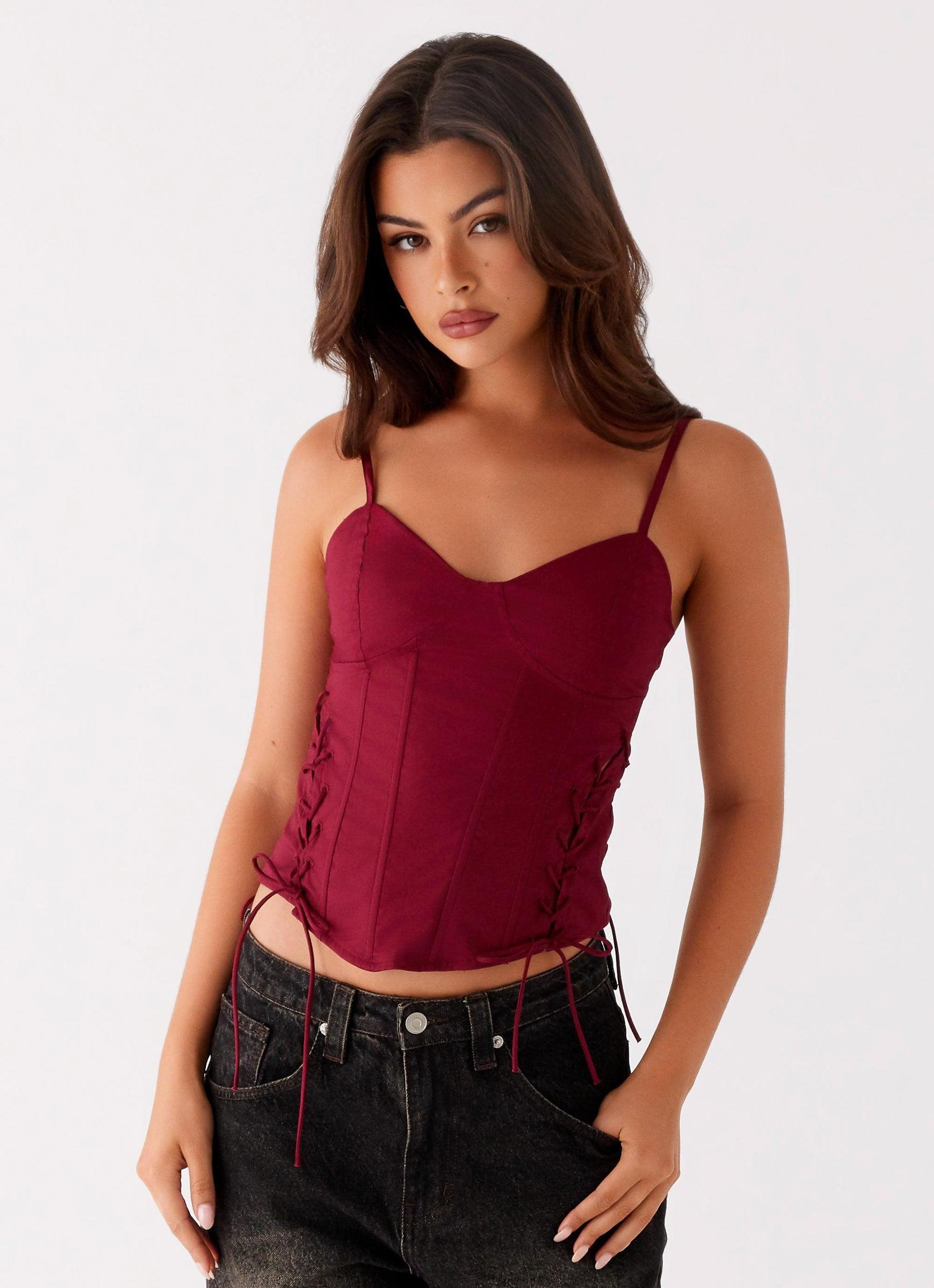 Tallie Corset Top - Red Product Image