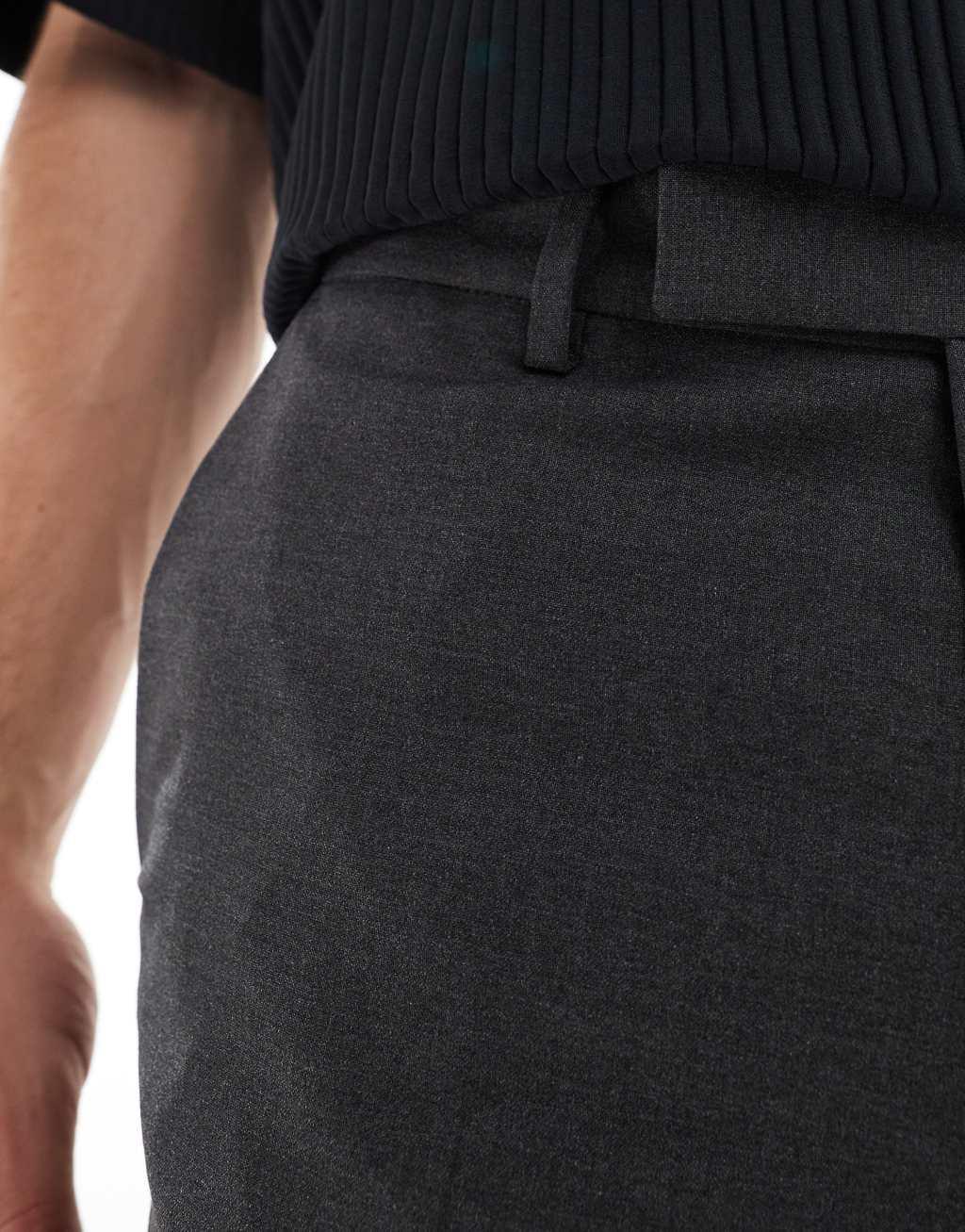 ASOS DESIGN straight leg pants in dark charcoal Product Image