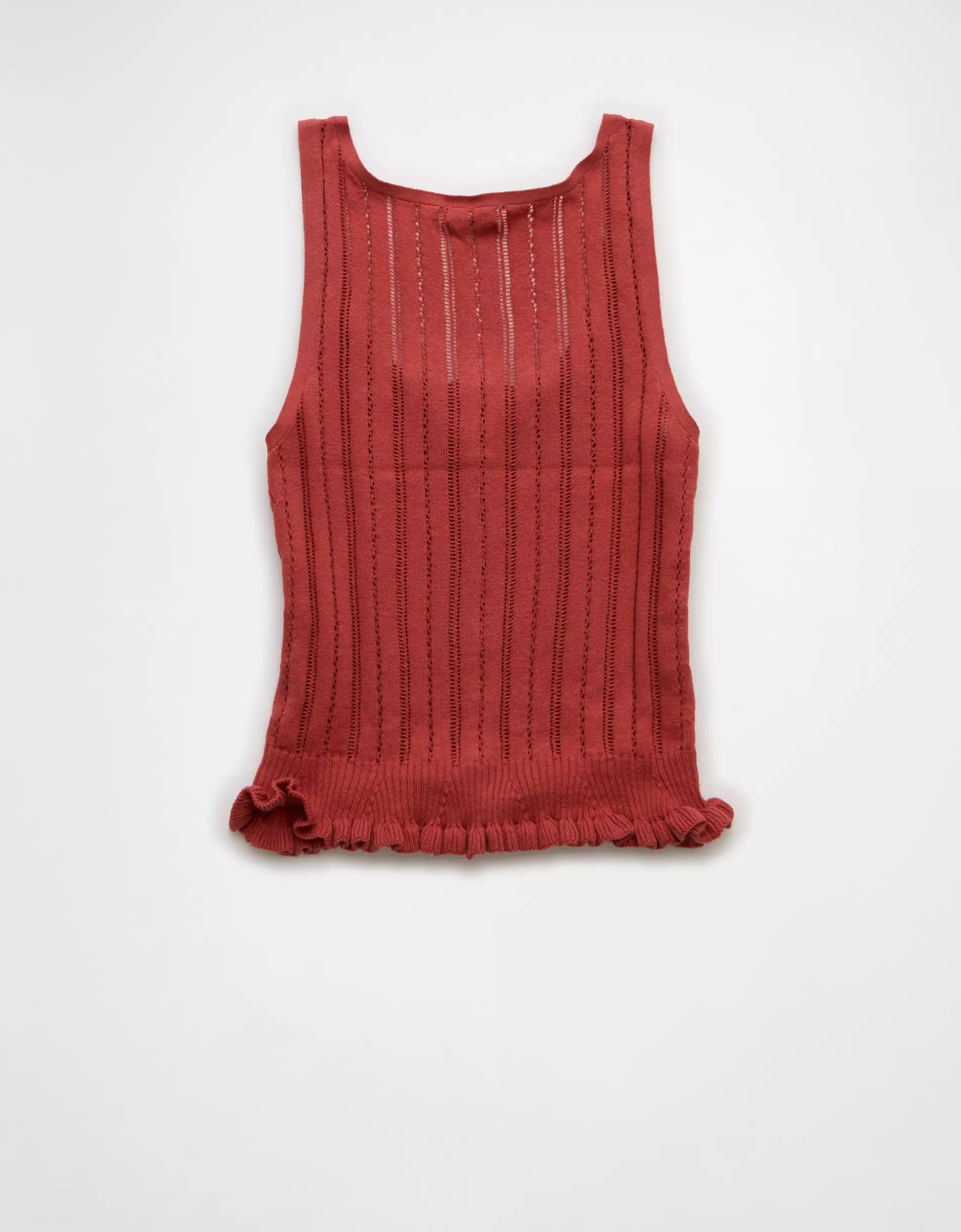 AE Pointelle Peplum Sweater Tank Top Product Image