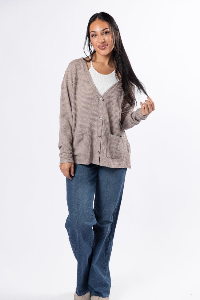 Sounds Like Me Taupe Waffle Knit Cardigan FINAL SALE Product Image