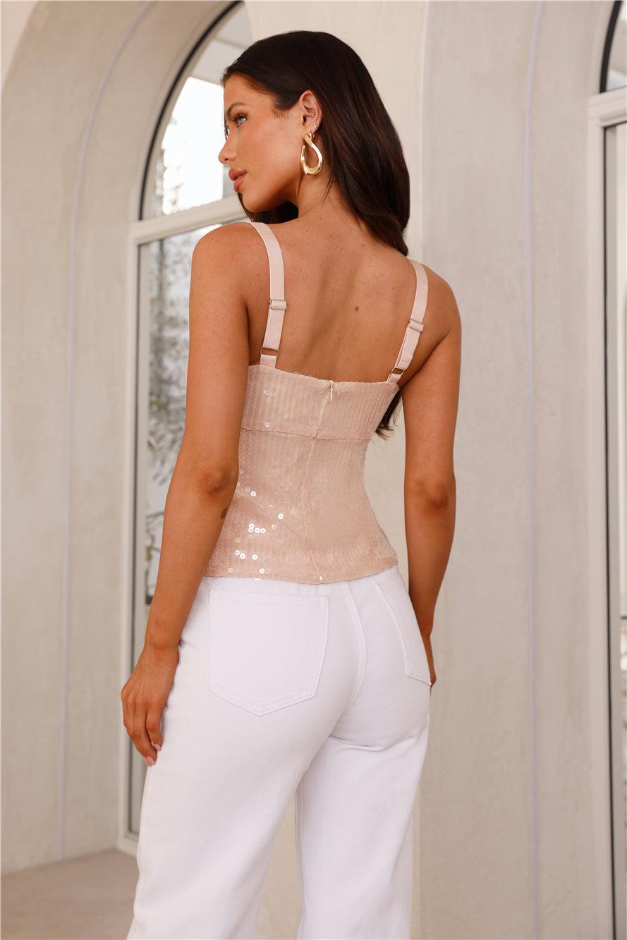 Enchanting Sparkles Sequin Top Nude Product Image