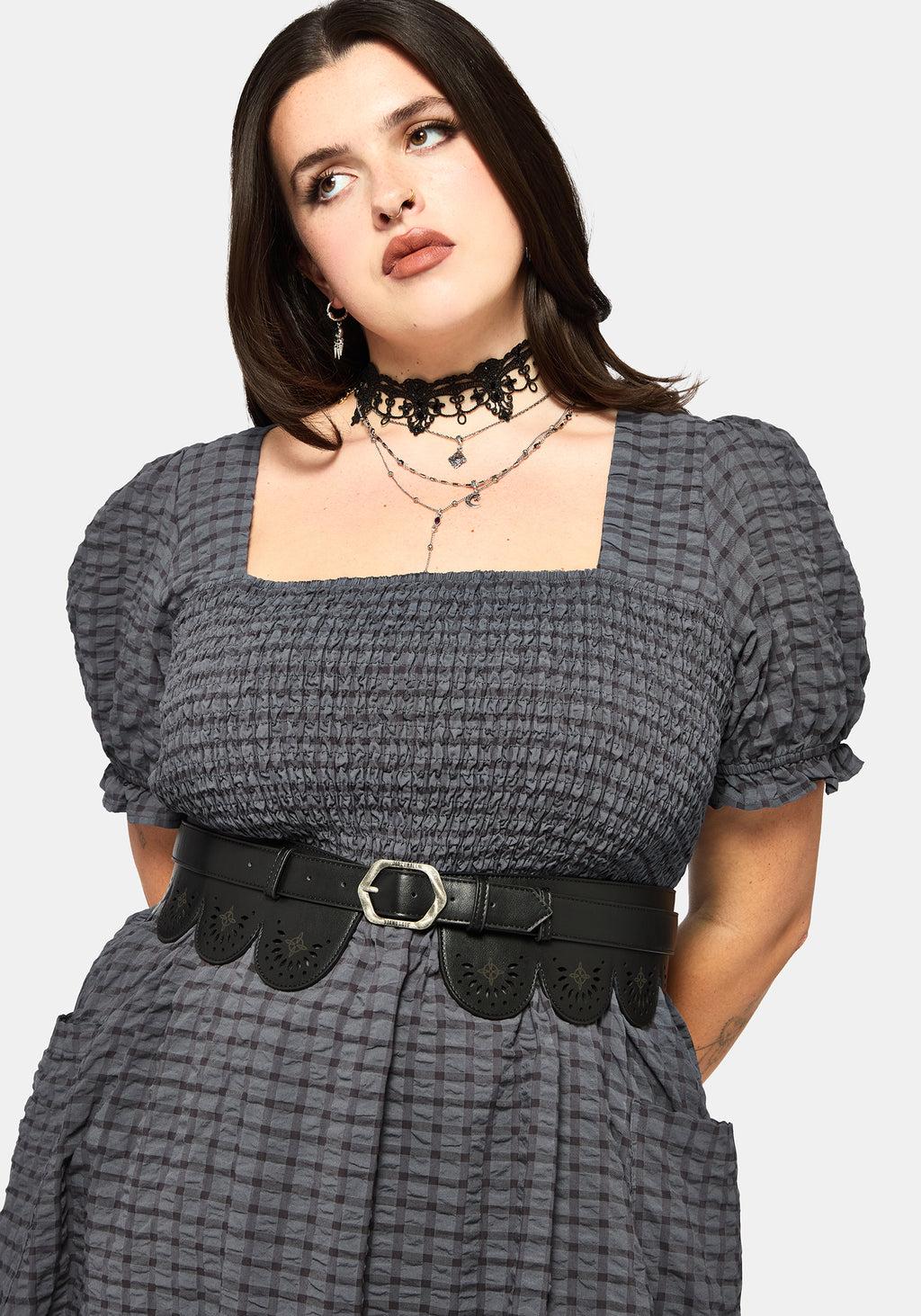 Nimira Check Handkerchief Hem Midi Dress Product Image