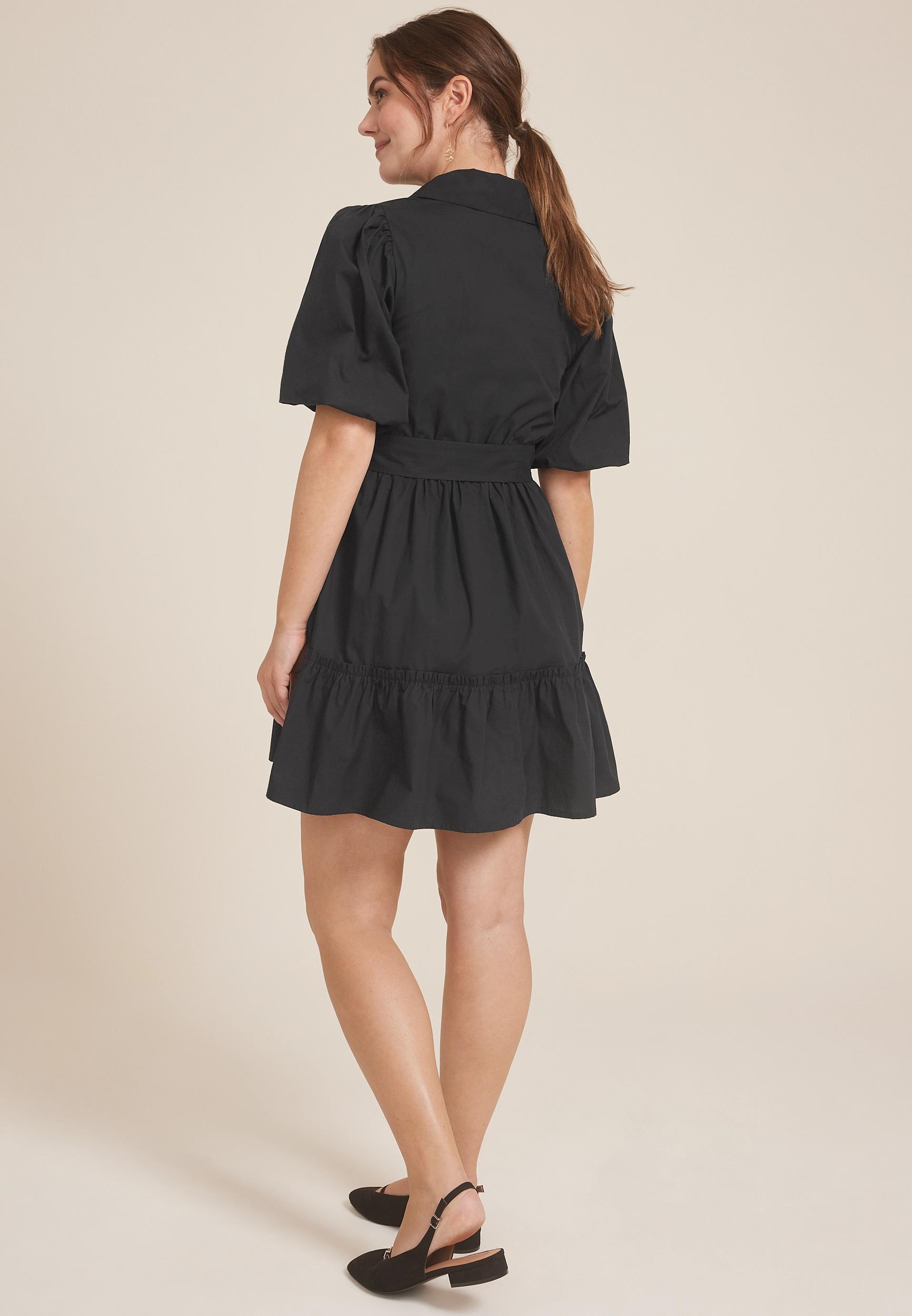 Half Button Tie Waist Skater Dress Product Image