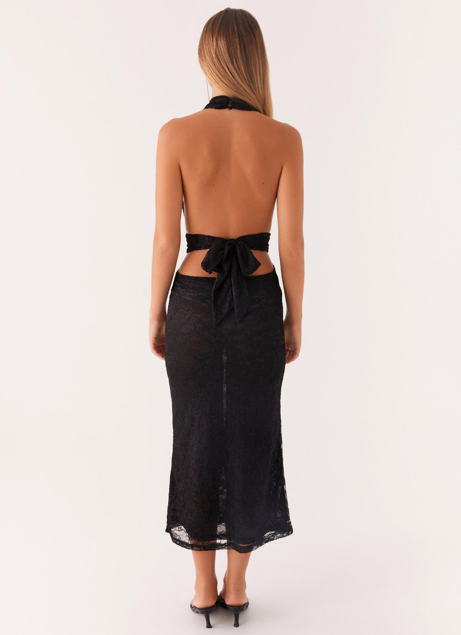 Charismatic Lace Midi Dress - Black Product Image