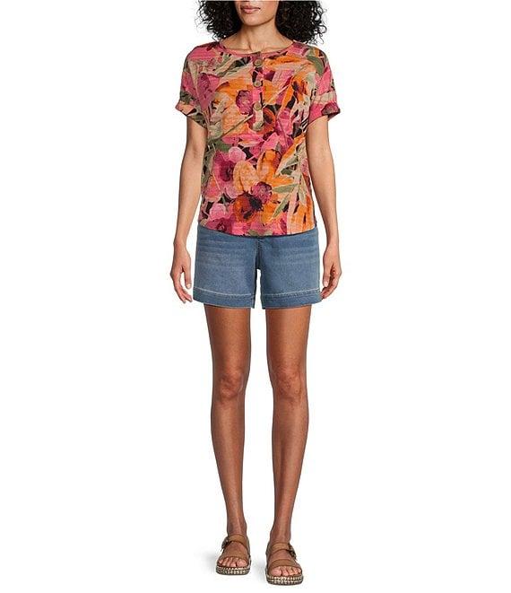Westbound Short Sleeve Floral Knit Top Product Image