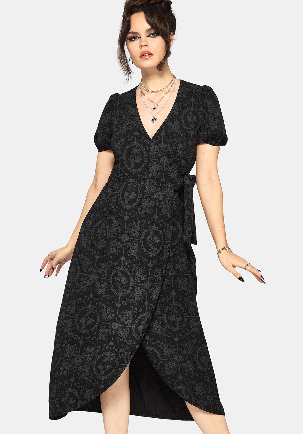 Cameo Floral Printed Tie Belt Midi Shirt Dress Product Image