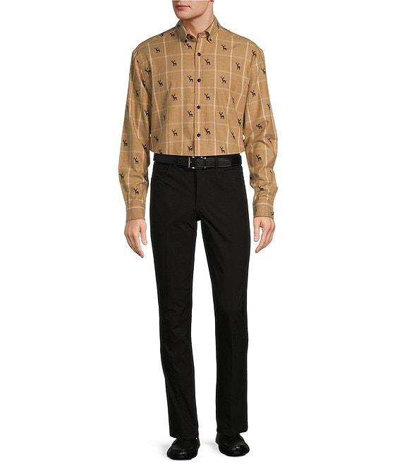 Roundtree & Yorke Long Sleeve Deer Clip Dobby Plaid Portuguese Flannel Sport Shirt Product Image