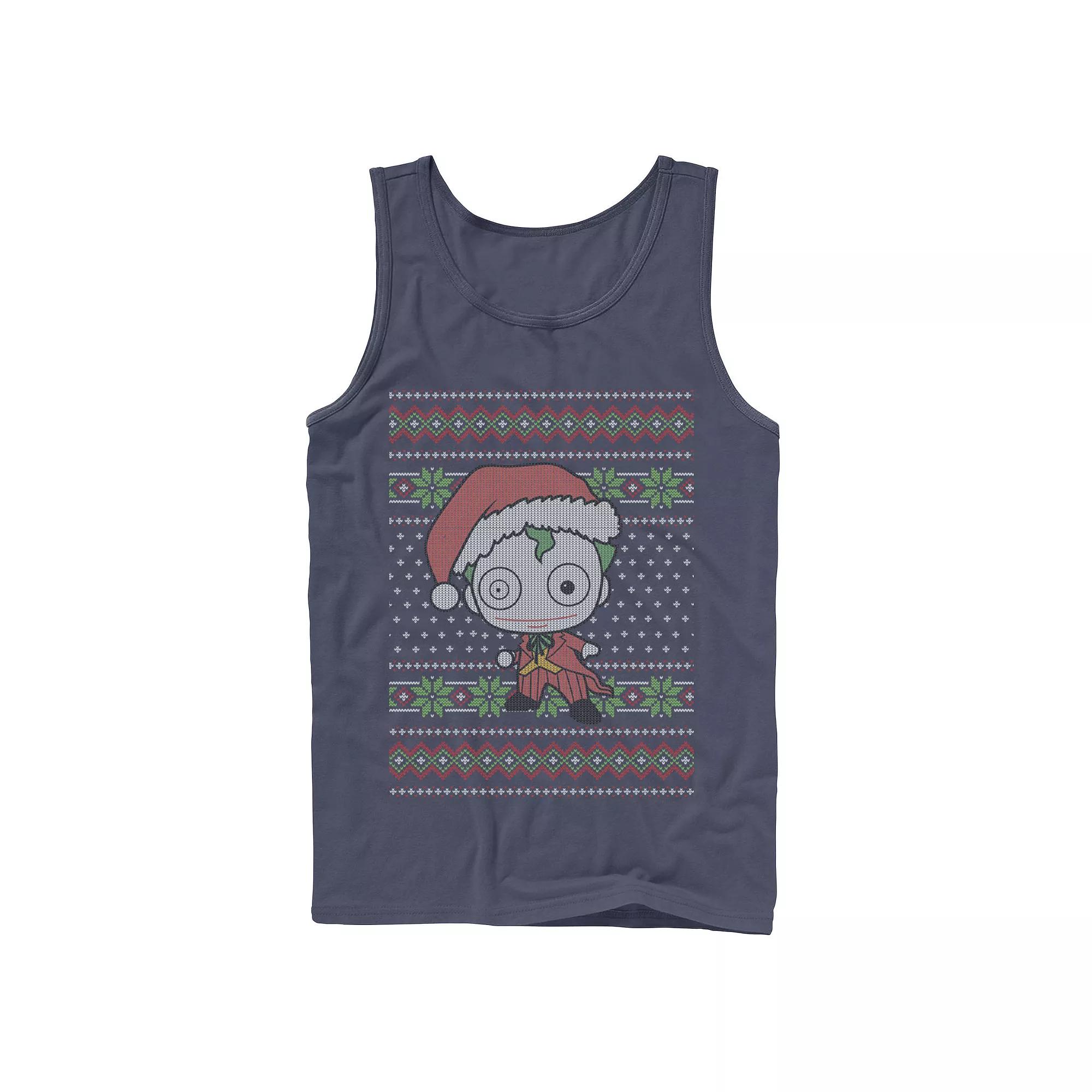 Men's DC Comics Chibi Joker Christmas Sweater Style Tank Top,  Product Image