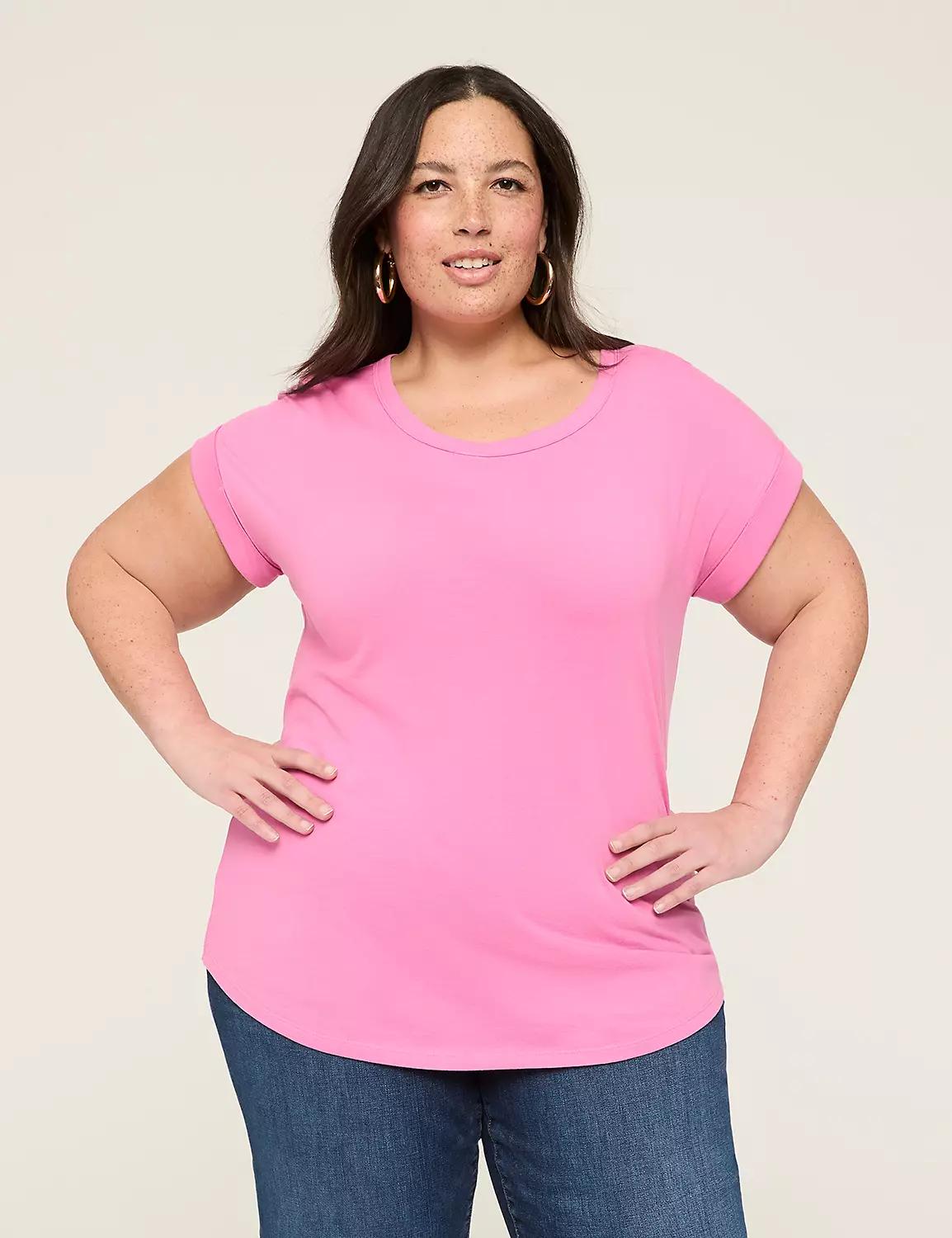 Roll-Sleeve Scoop-Neck Tee Product Image