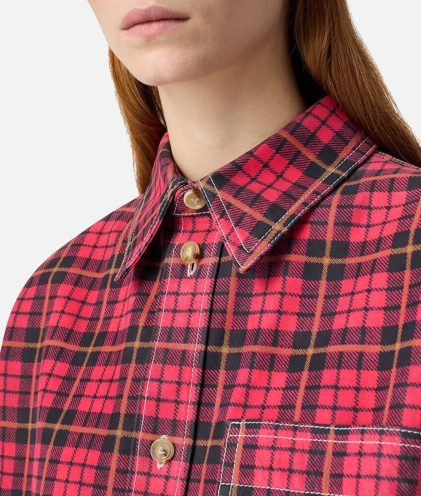 Women's Printed Leather Shirt in Red/black Product Image