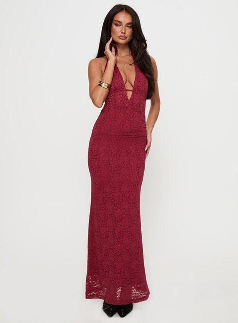 Karmyn Plunge Maxi Dress Red Product Image
