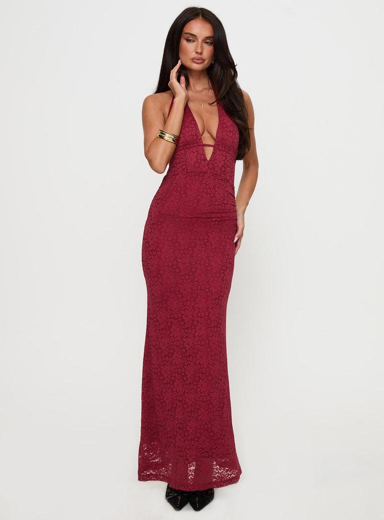 Karmyn Plunge Maxi Dress Red Product Image