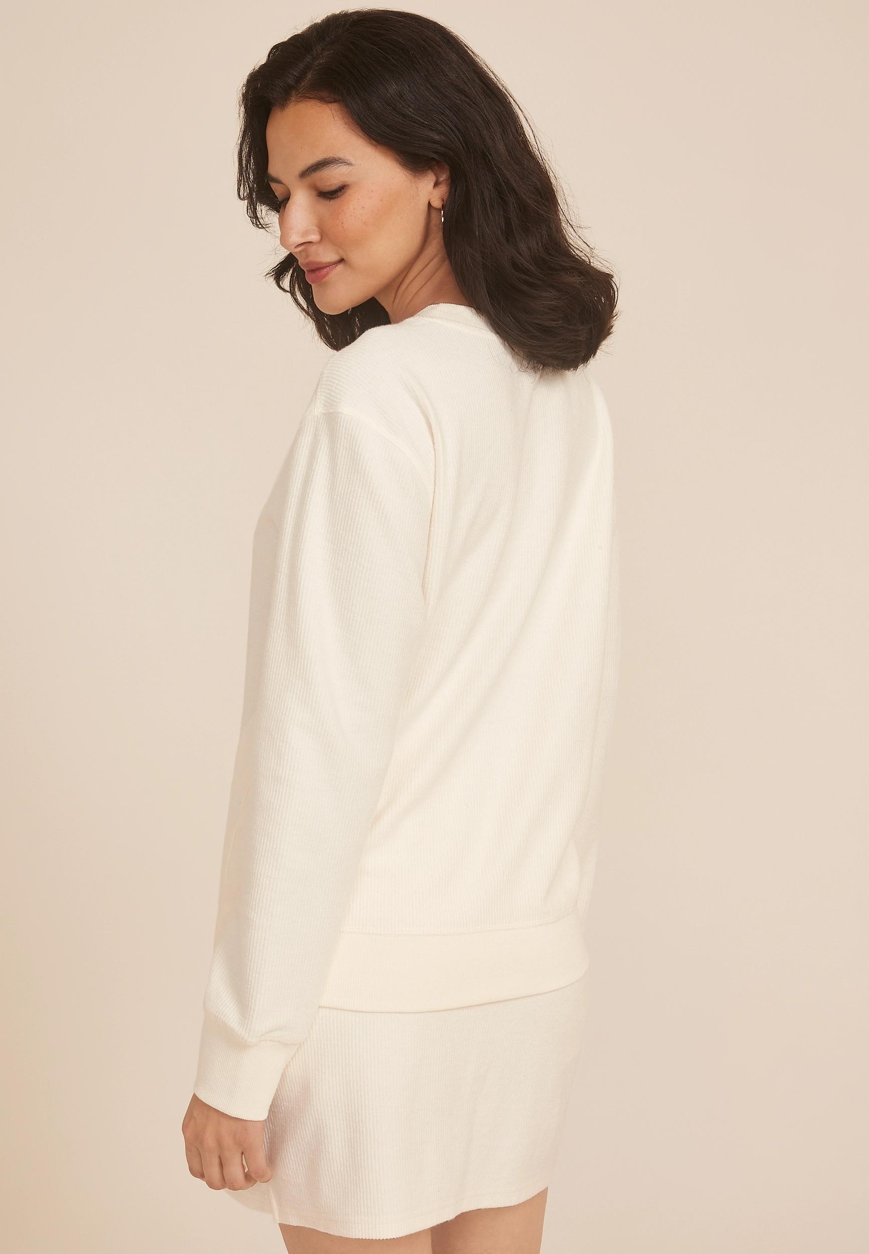 Corded Floral Crew Neck Sweatshirt Product Image