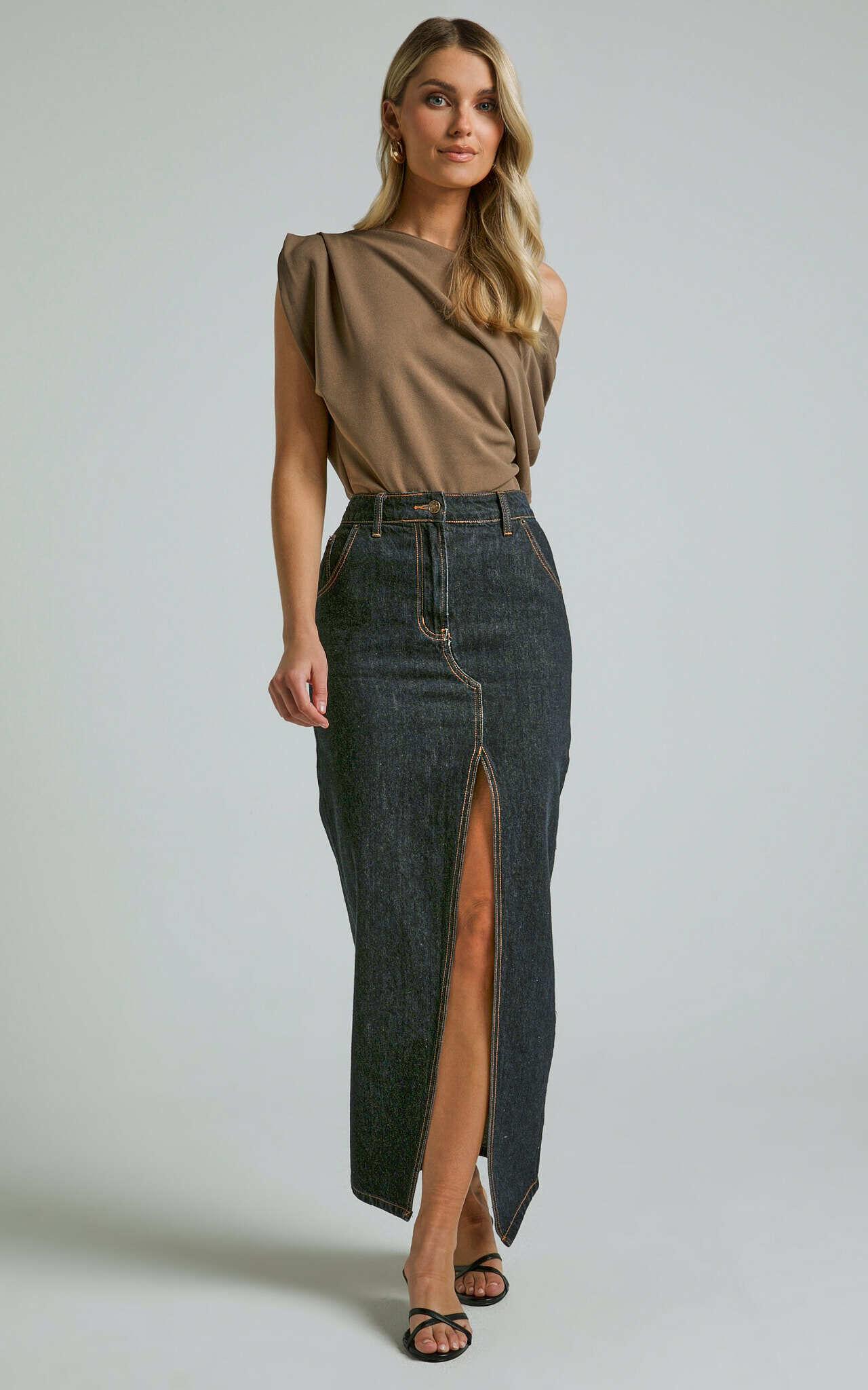 Nalfie Top - Asymmetrical Top in Mocha Product Image