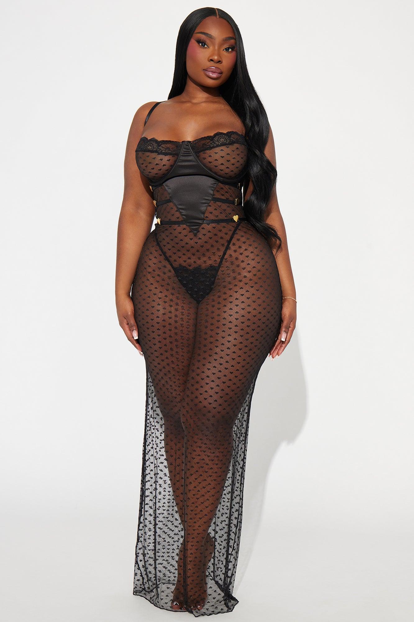 Secretly Dating Lace Maxi Gown Babydoll - Black Product Image