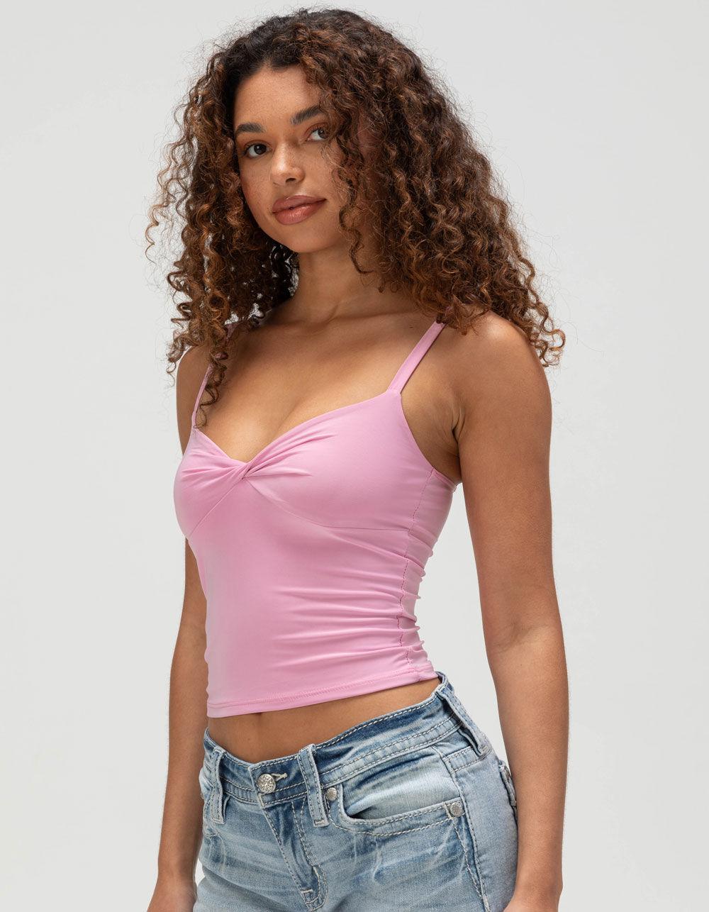 TILLYS Butter Soft Double Layer Womens Twist Cami - PINK Product Image