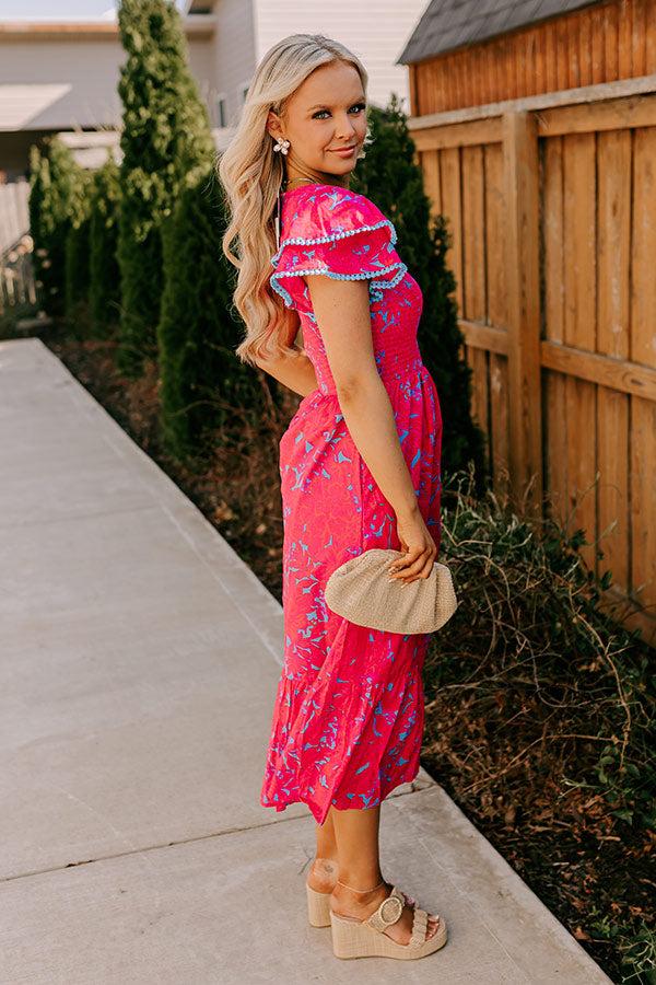 Talk Of The Town Smocked Midi Dress Product Image