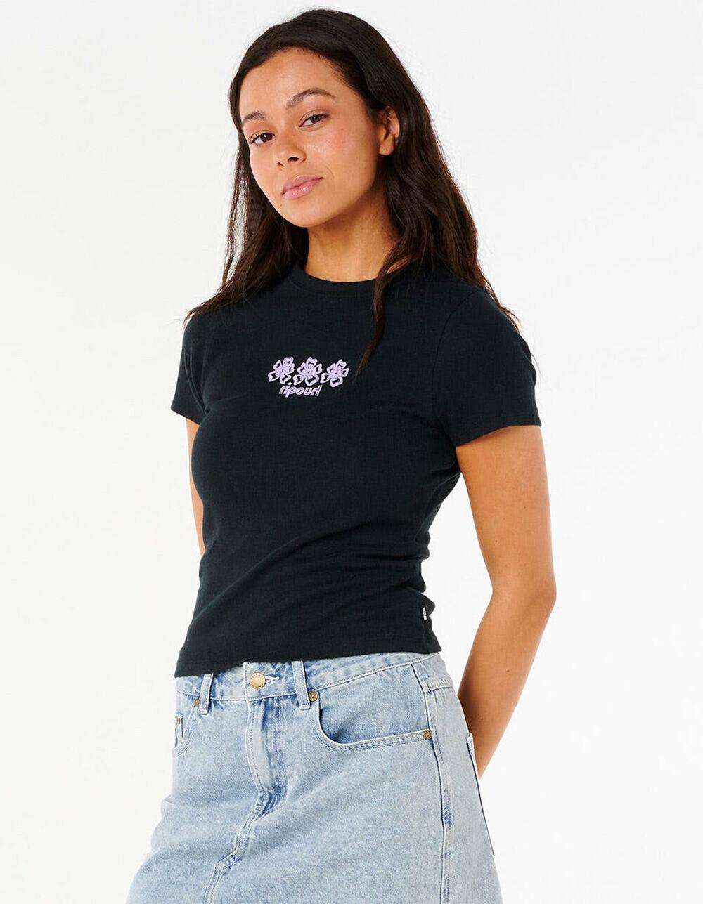 RIP CURL Neon Isles Womens Fitted Tee - BLACK Product Image