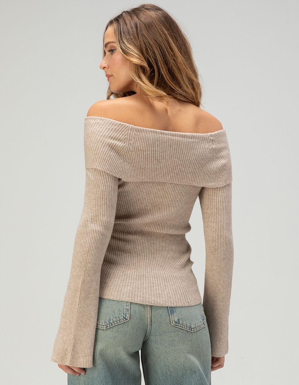 ONLY Jay Off The Shoulder Womens Long Sleeve Top - LIGHT BROWN Product Image