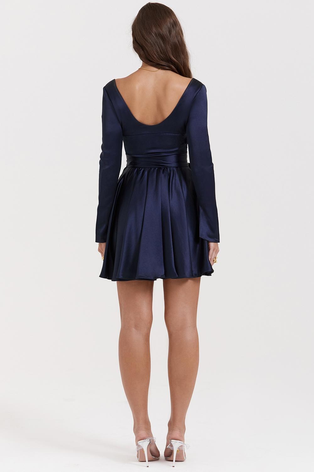 Dominique  navy plunge mini dress Product Image