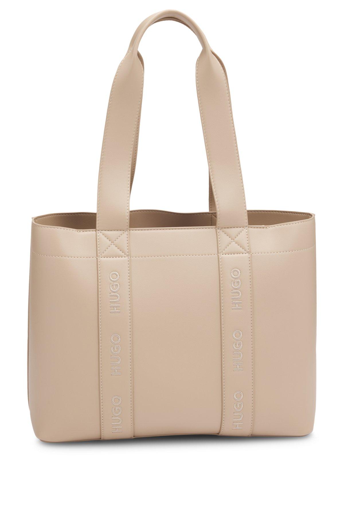 Embroidered-logo tote bag in faux leather Product Image