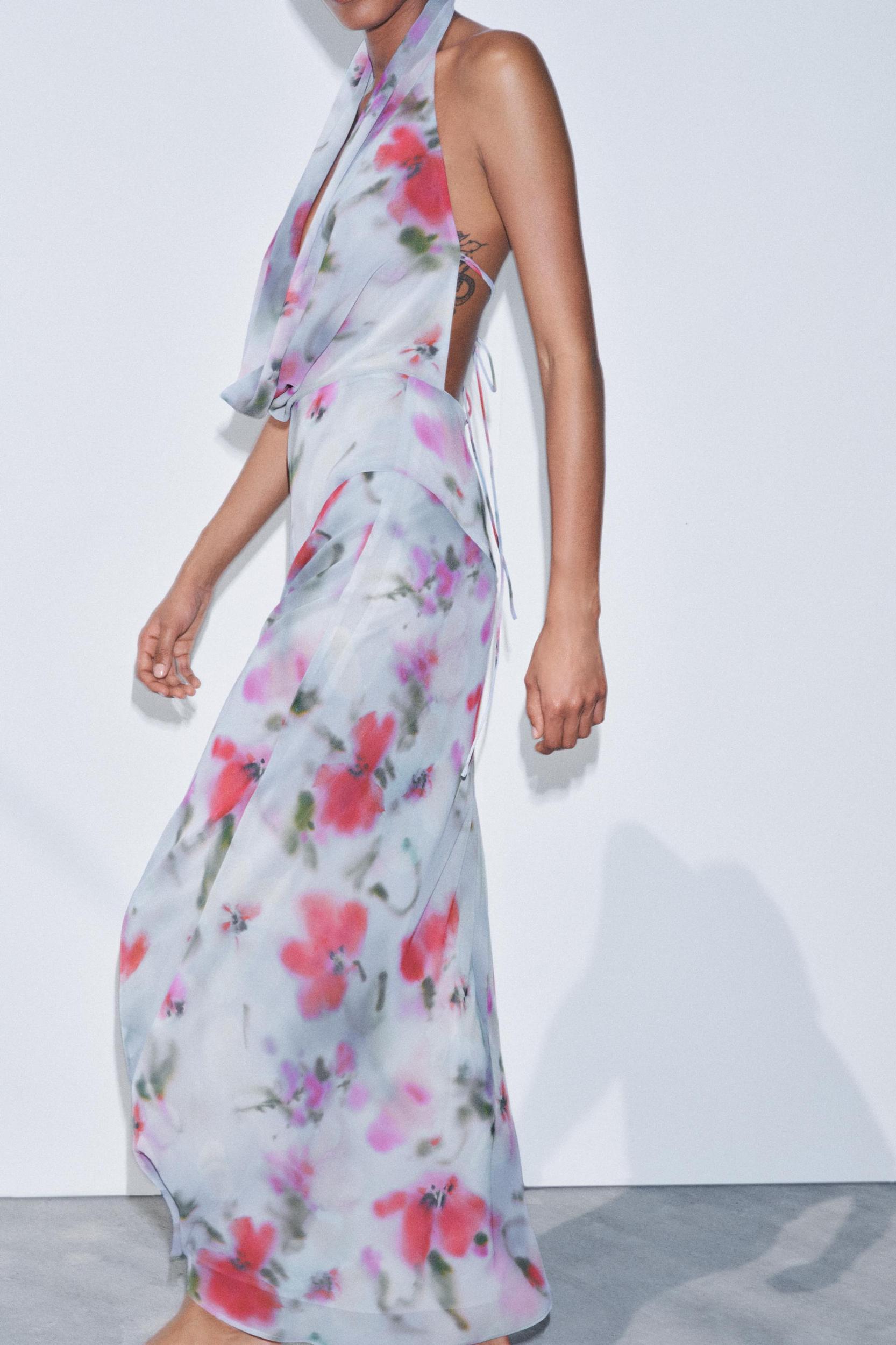 PRINTED MIDI HALTER DRESS Product Image