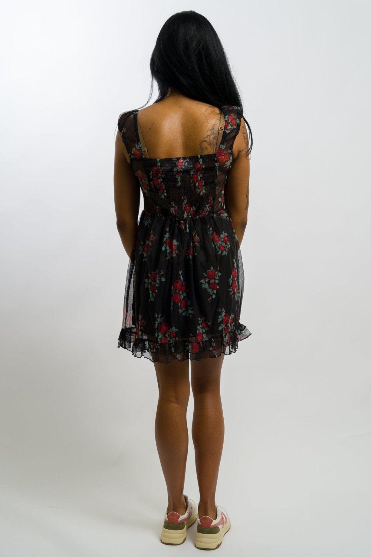 Daisy Street Mini Dress - Multi Rose Print Product Image