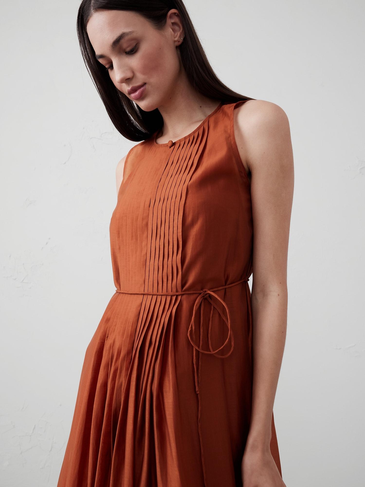 Pintuck Organza Midi Dress Product Image