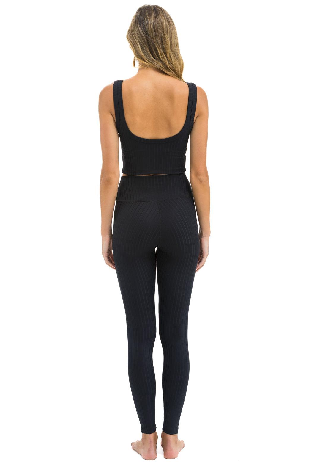 WIDE RIB FULL LENGTH HI-RISE LEGGINGS - BLACK Female Product Image