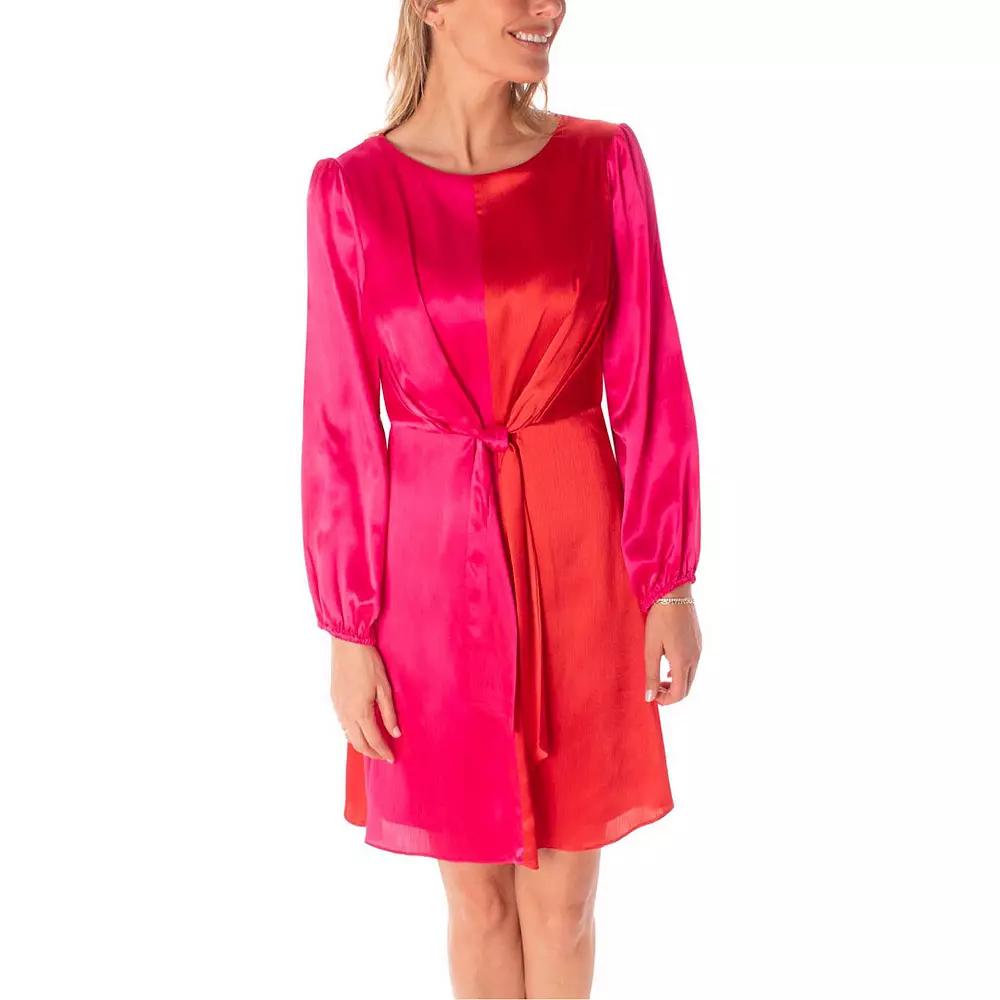 Women's Maison Tara Satin Color Blocked Fit & Flare Mini Dress,  Product Image