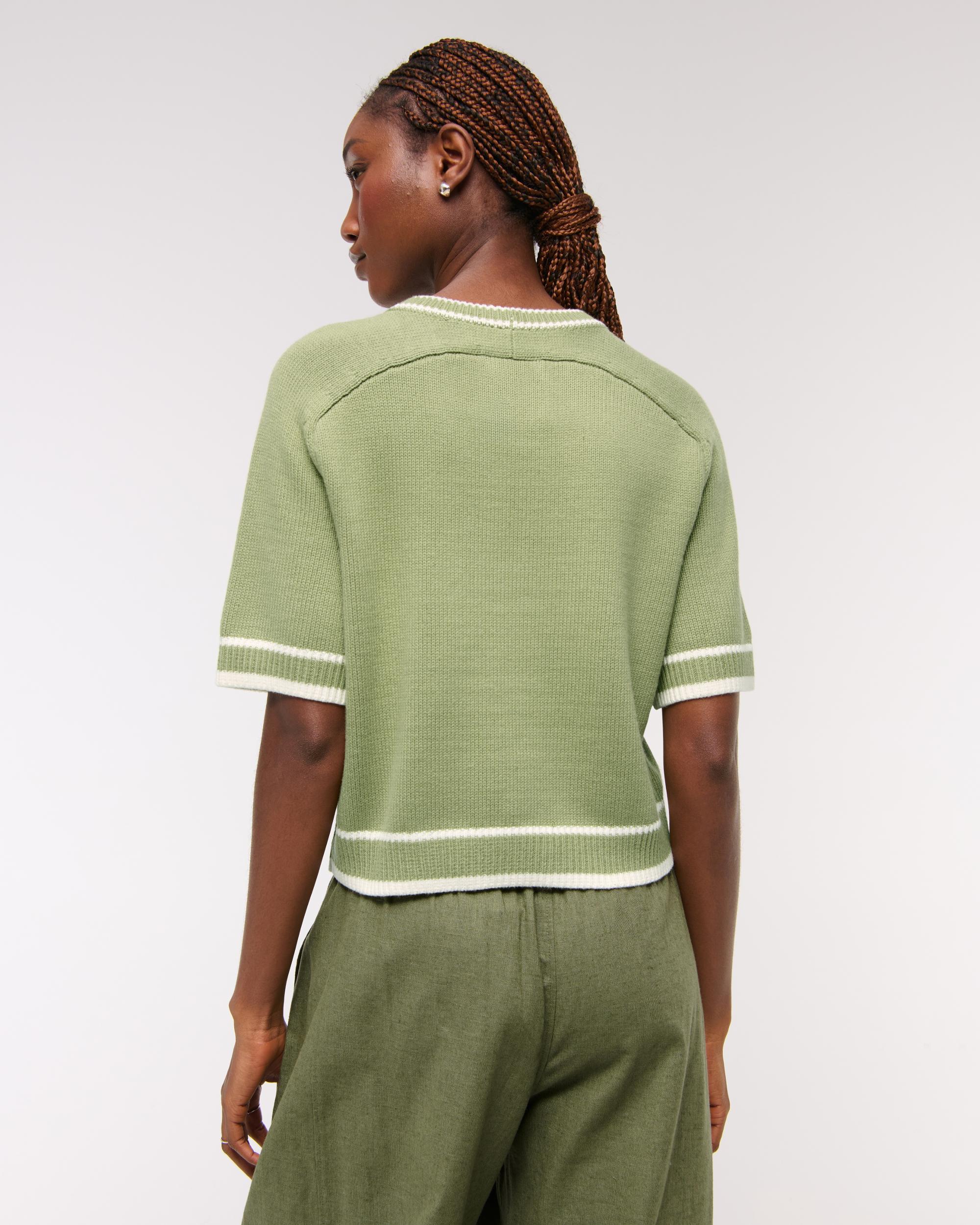 The A&F Madeline Textural Crew Sweater Tee Product Image