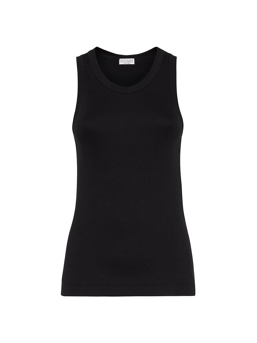 Womens Stretch Cotton Ribbed Jersey Top Product Image