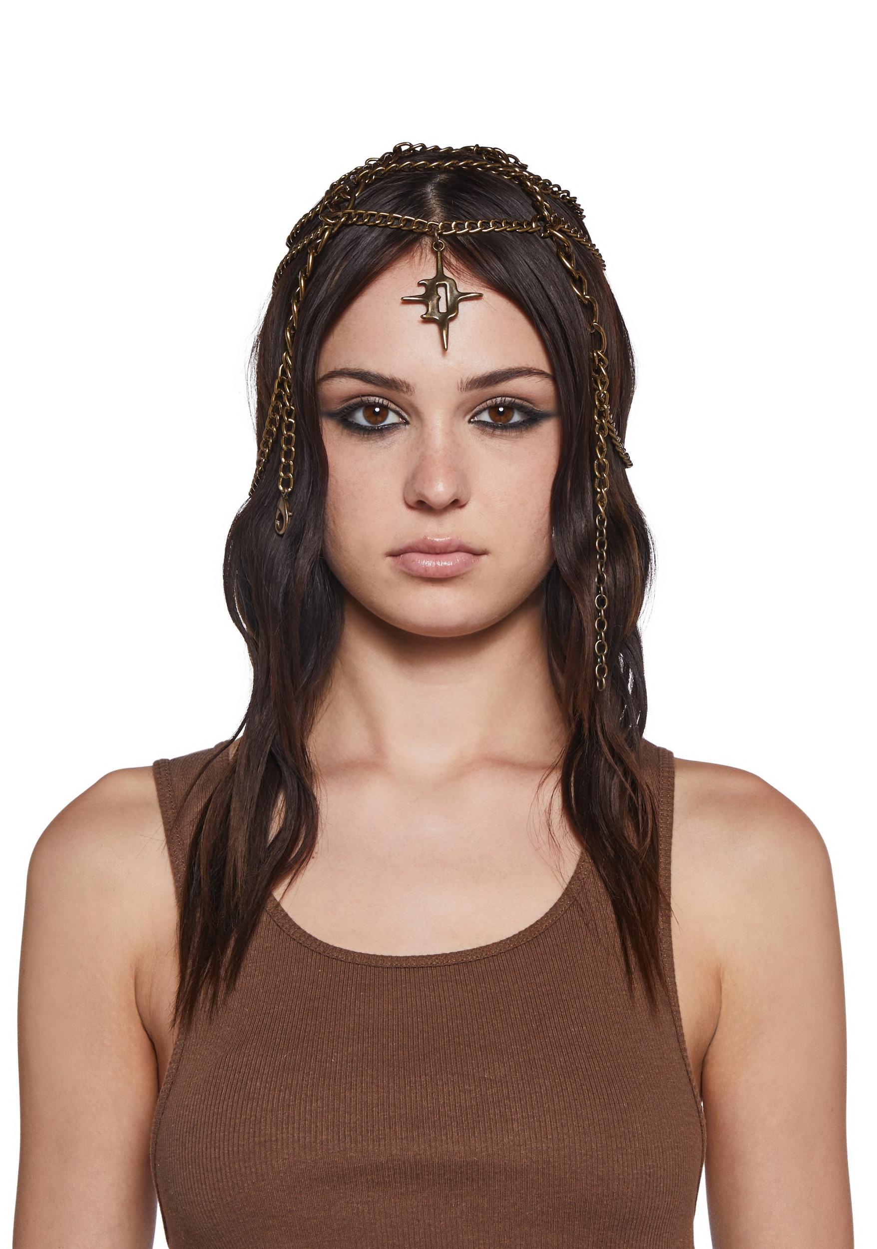 Womens Head Chainlink Fringe Jewelry Darker Wavs - Silver Product Image