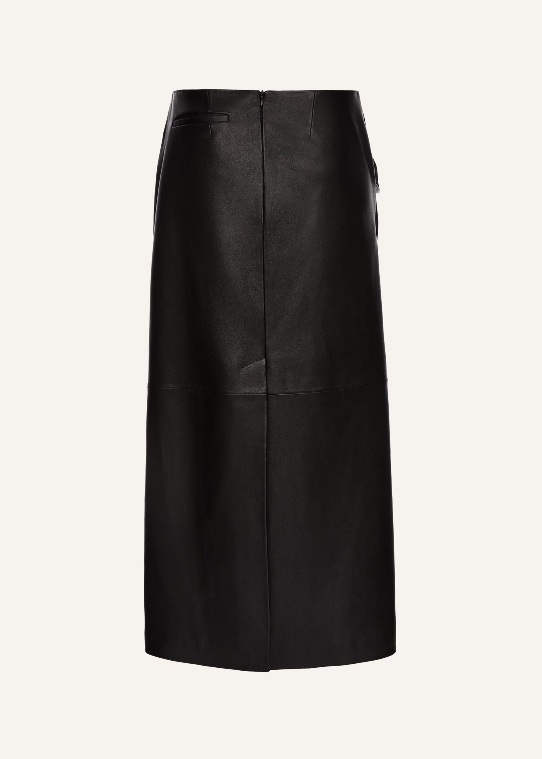 Draped maxi skirt in black leather Product Image