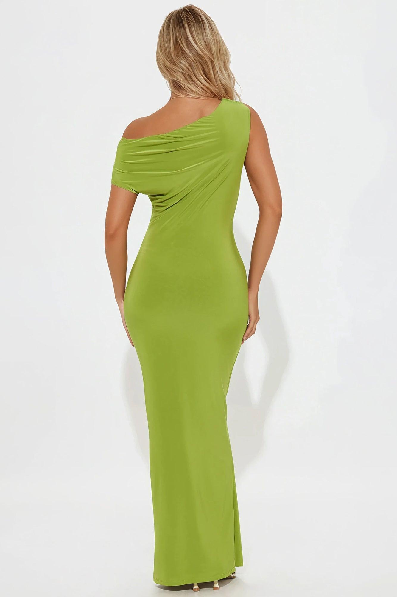 Marcella Ruched Maxi Dress - Chartreuse Product Image