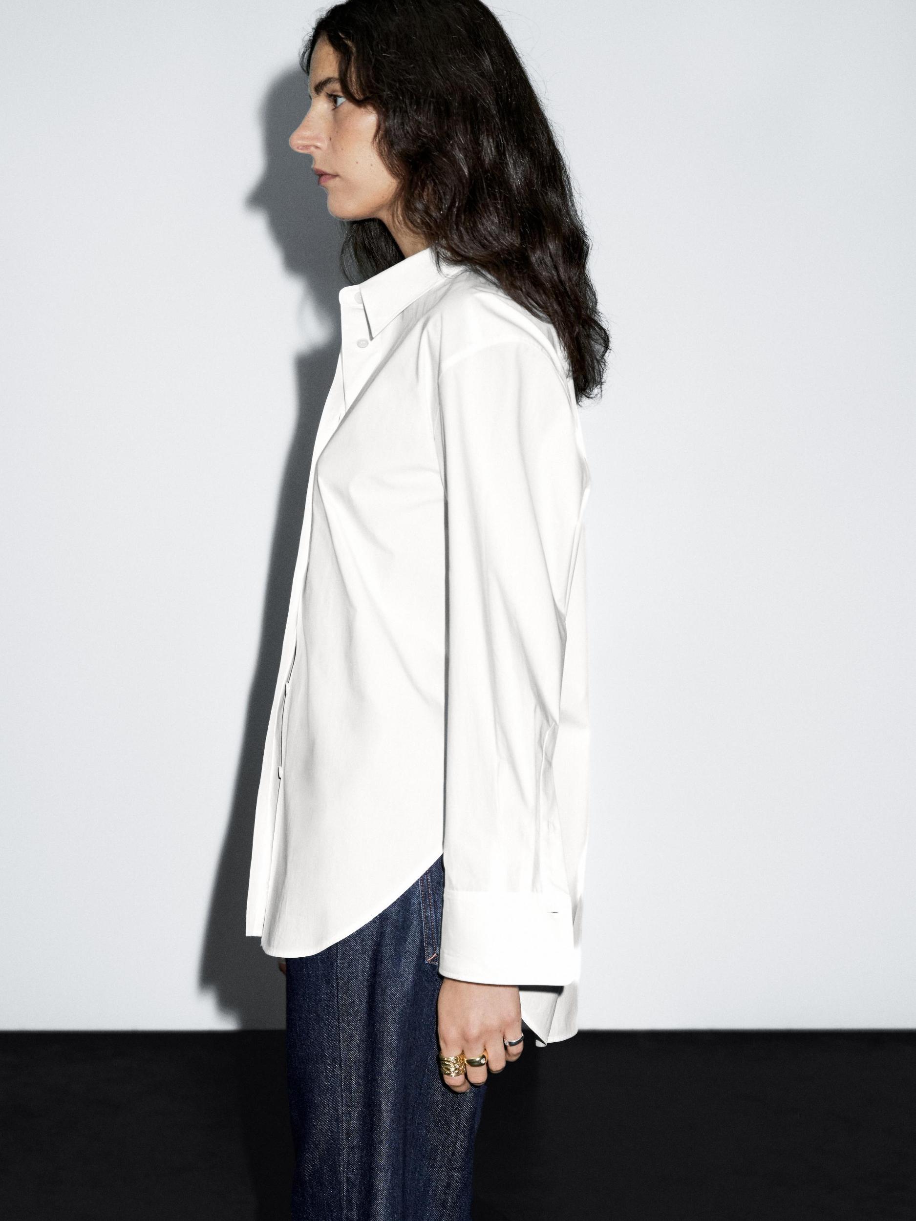 Long 100% cotton poplin shirt Product Image