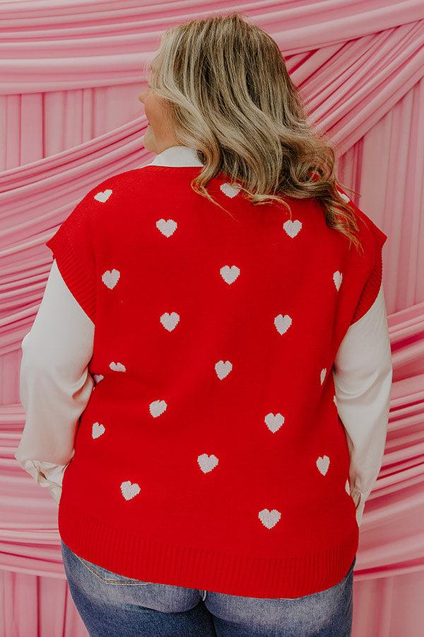 Hugs And Kisses Vest Top in Red Curves Product Image