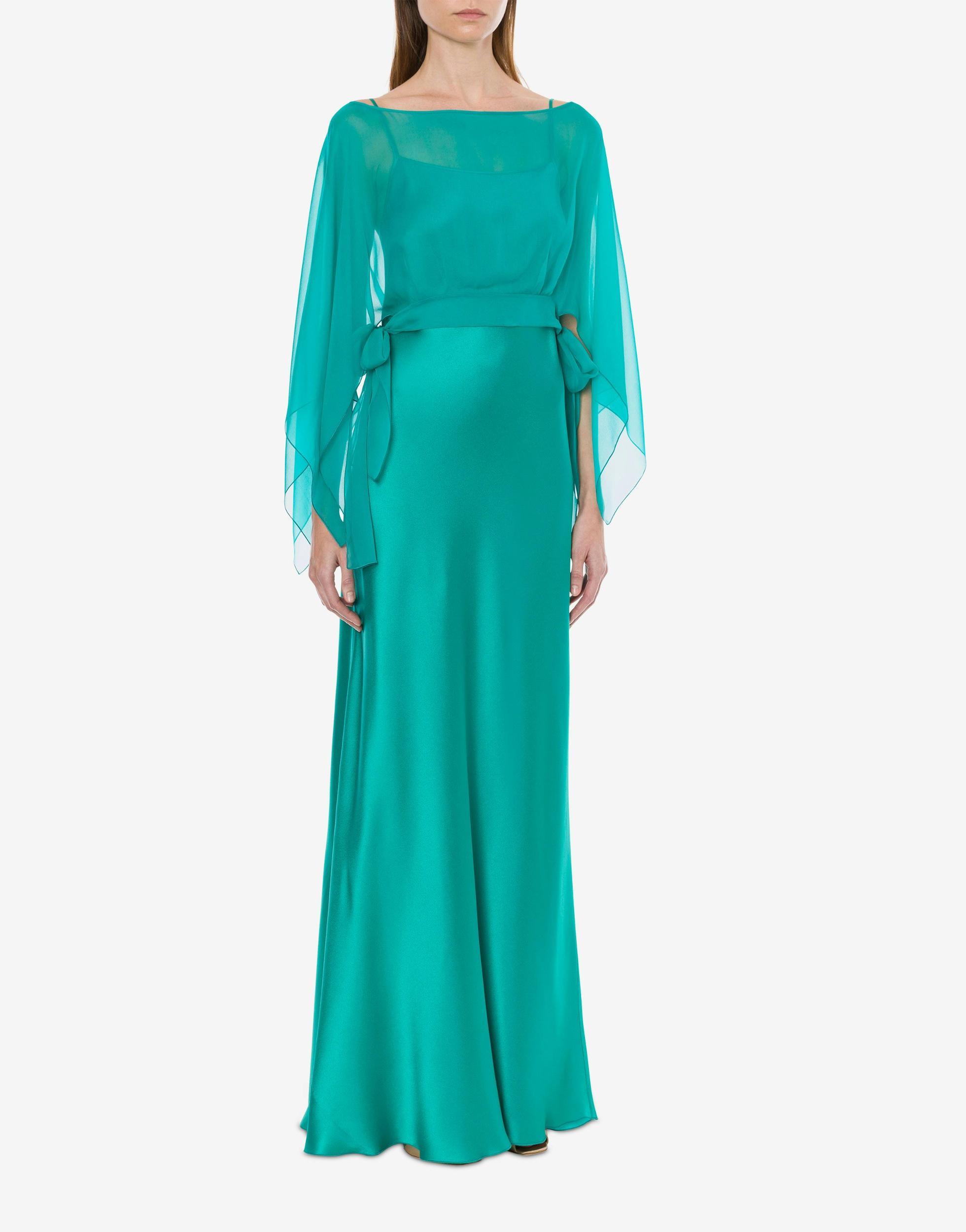 Satin and chiffon long dress Product Image