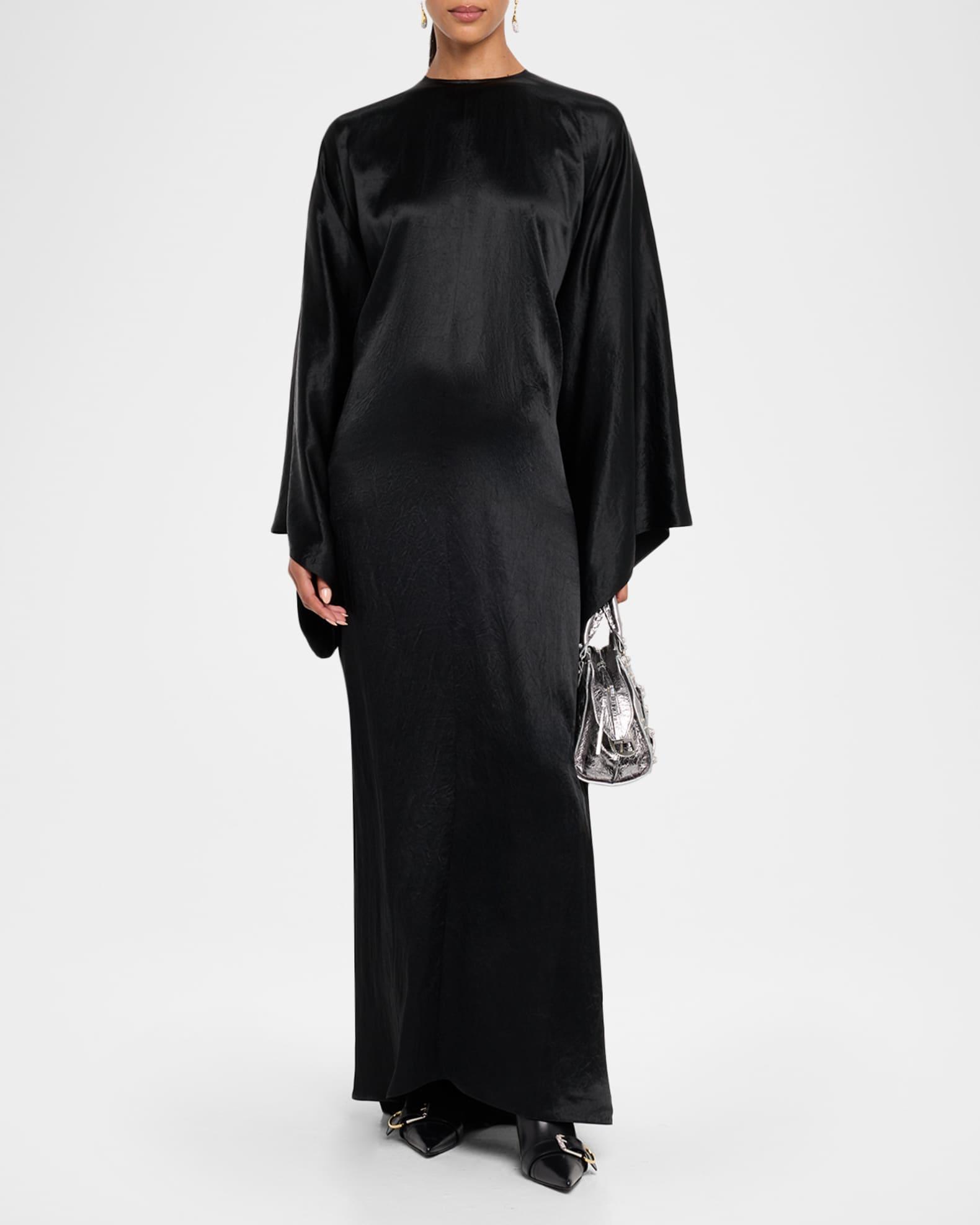 Satin Long-Sleeve Maxi Dress Product Image