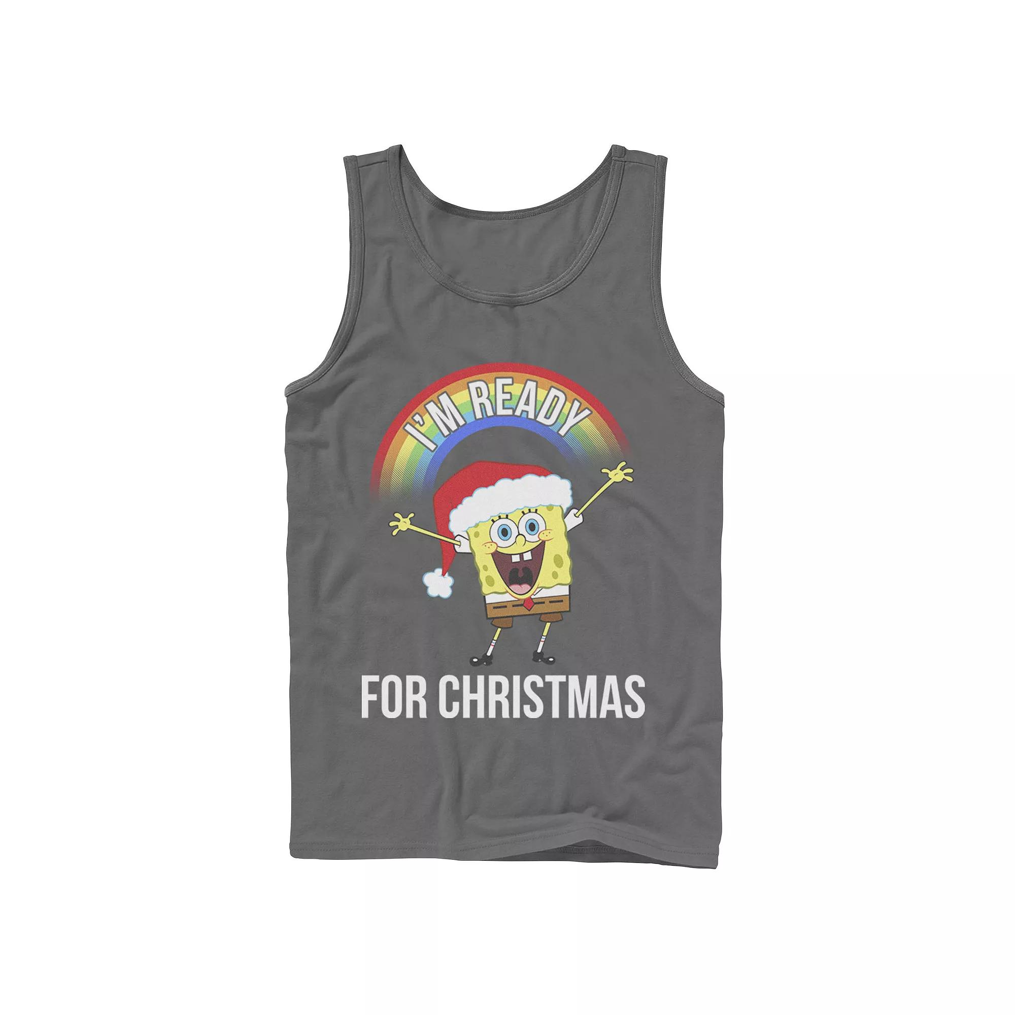 Men's Spongebob I'm Ready For Christmas Rainbow Tank Top,  Product Image