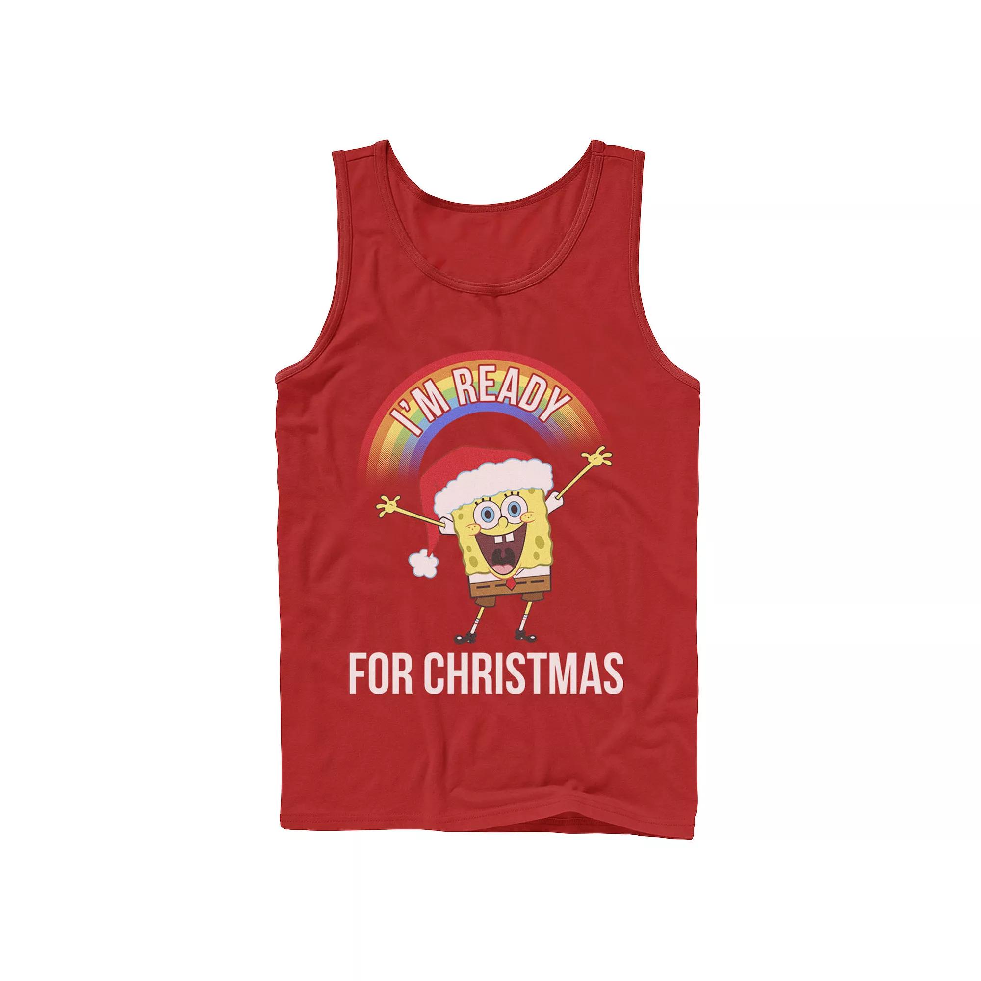 Men's Spongebob I'm Ready For Christmas Rainbow Tank Top,  Product Image
