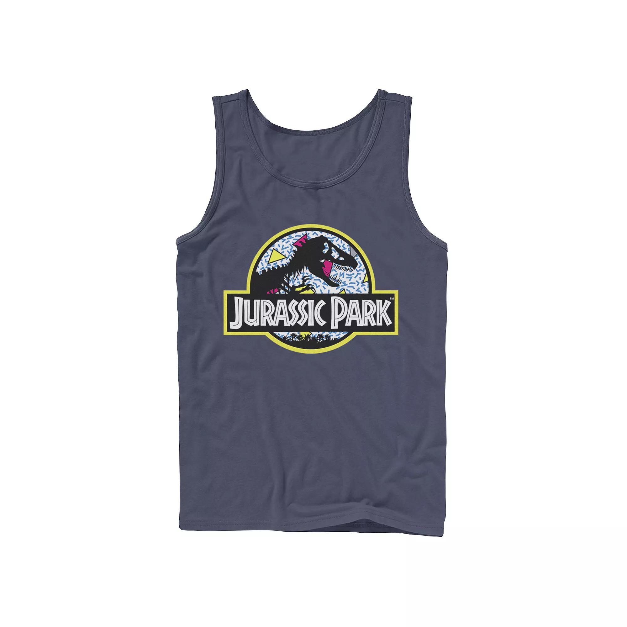 Men's Jurassic Park Blue Retro Classic Icon Tank Top,  Product Image