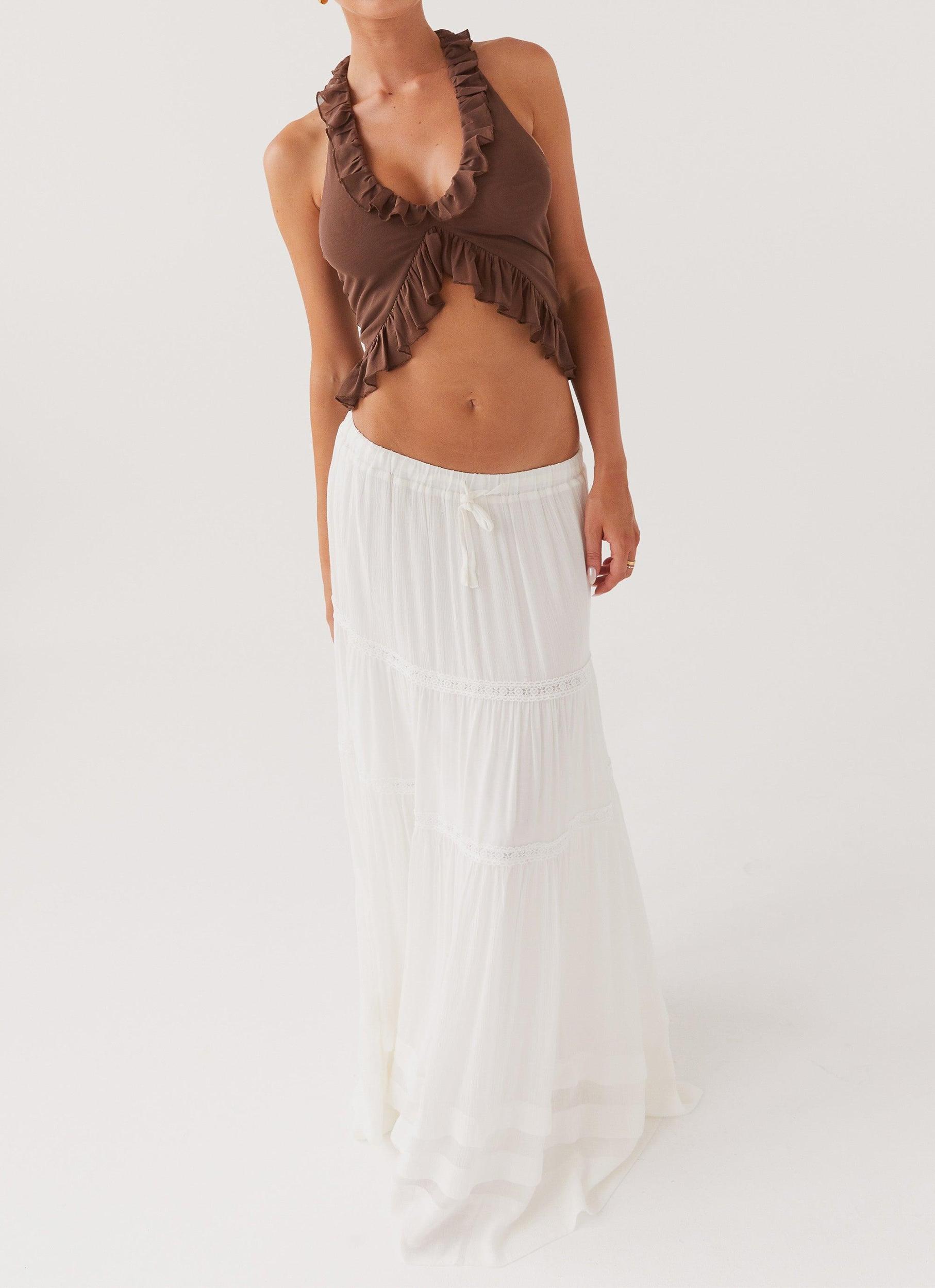 Moonstone Tiered Maxi Skirt - White Product Image