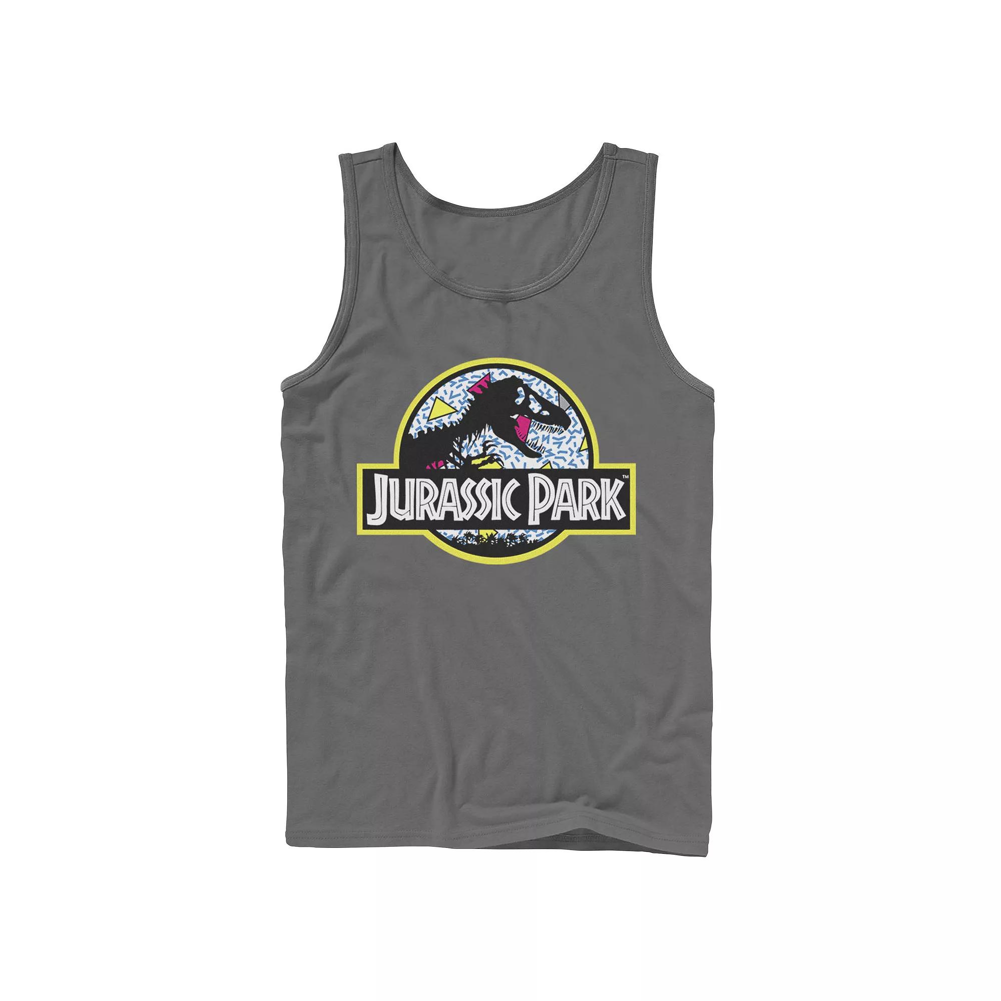 Men's Jurassic Park Blue Retro Classic Icon Tank Top,  Product Image
