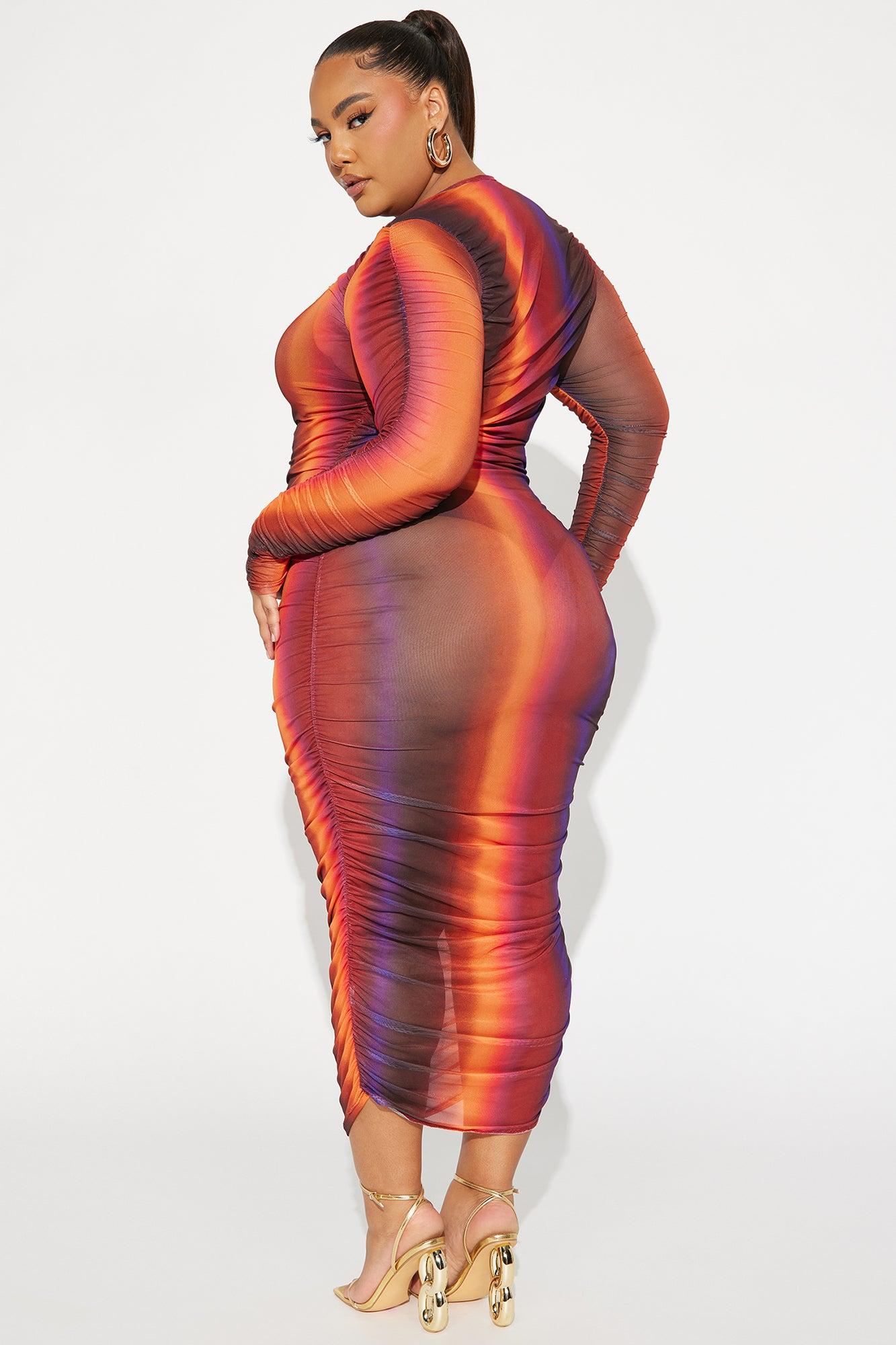 Ximena Mesh Midi Dress - Multi Color Product Image