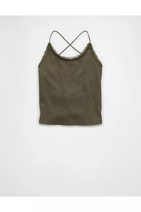 AE Strappy Go Lucky Cropped Lace Tank Top Women's Product Image