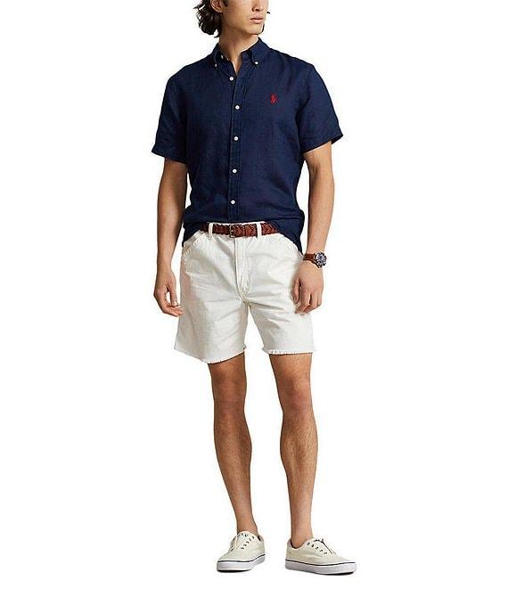 Polo Ralph Lauren Solid Linen Short Sleeve Woven Button Down Shirt Product Image